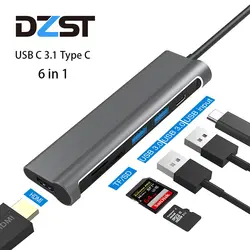 DZLST USB HUB Тип C до USB 3,0/HDMI/кард-ридер/зарядка PD для MacBook samsung Galaxy S9/S8 huawei P20 Pro Thunderbolt 3 концентратор