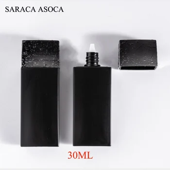 

30ml Square Lotion Bottle Squeeze Empty Bottle Isolation Sunscreen Custom Plastic Bottle Foundation Black Empty Bottle