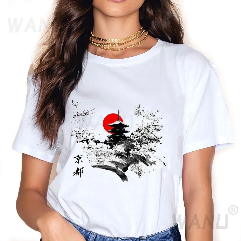 T Shirt Women 2020 Print Kyoto Tokyo Japan Graphic T-shirts Summer Tees Female Tshirt White top tees girl tops | Женская одежда