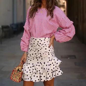 

Skirt Women's High Waist Polka Dot Skirt Ruffles Polka Dot Tutu Skirt