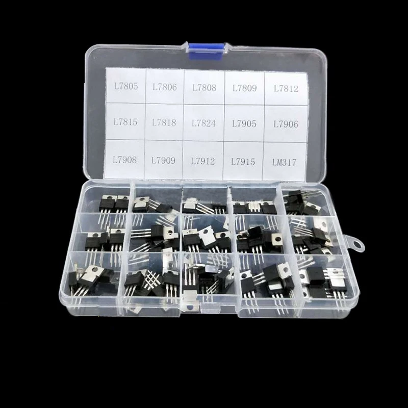 

60pcs/lot L7805 TO-220 Mosfet Transistor Assortment Kit L7805 7809 7812 7815 L7824CV/L7905/LM317T High Power Transistor Set Pack