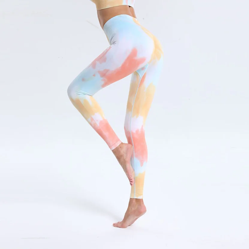 2021 Hot Selling Tie-dye Printed Leggings Seamless Yoga Peach Butt Women Clothing Leggins Mujer Gym Running Fitness High Waist