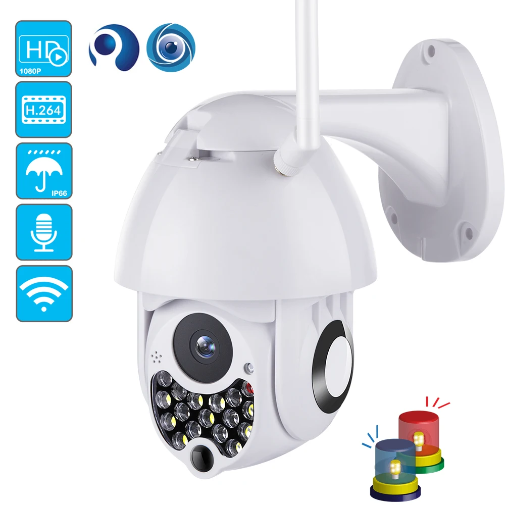 1080P наружная PTZ IP камера с сиреной светильник двухсторонняя аудио Wifi