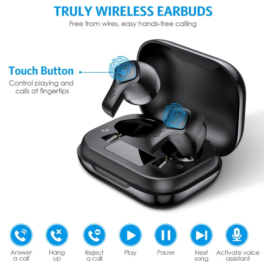 Bluetooth 5 0 Headset TWS Wireless Earphones Mini Earbuds Stereo Headset LED Display For IOS Android Wireless Earphones