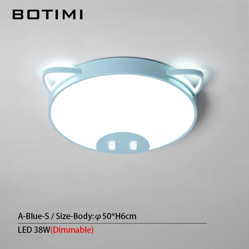 A-Blue-S-Dimmable BOTIMI 220V светодиодный потолочный светильник для спальни с рисунком из мультфильма, розовый потолочный светильник для девочек, голубой светильник для мальчиков, светильник для освещения, металлические лампы - Цвет корпуса: A-Blue-S-Dimmable