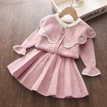 

Infant Toddler Girls Costume 2pcs Cute Children Knitwear Suit Long Sleeve Fruits Print Princess Baby Girl Clothes Casual Outfit