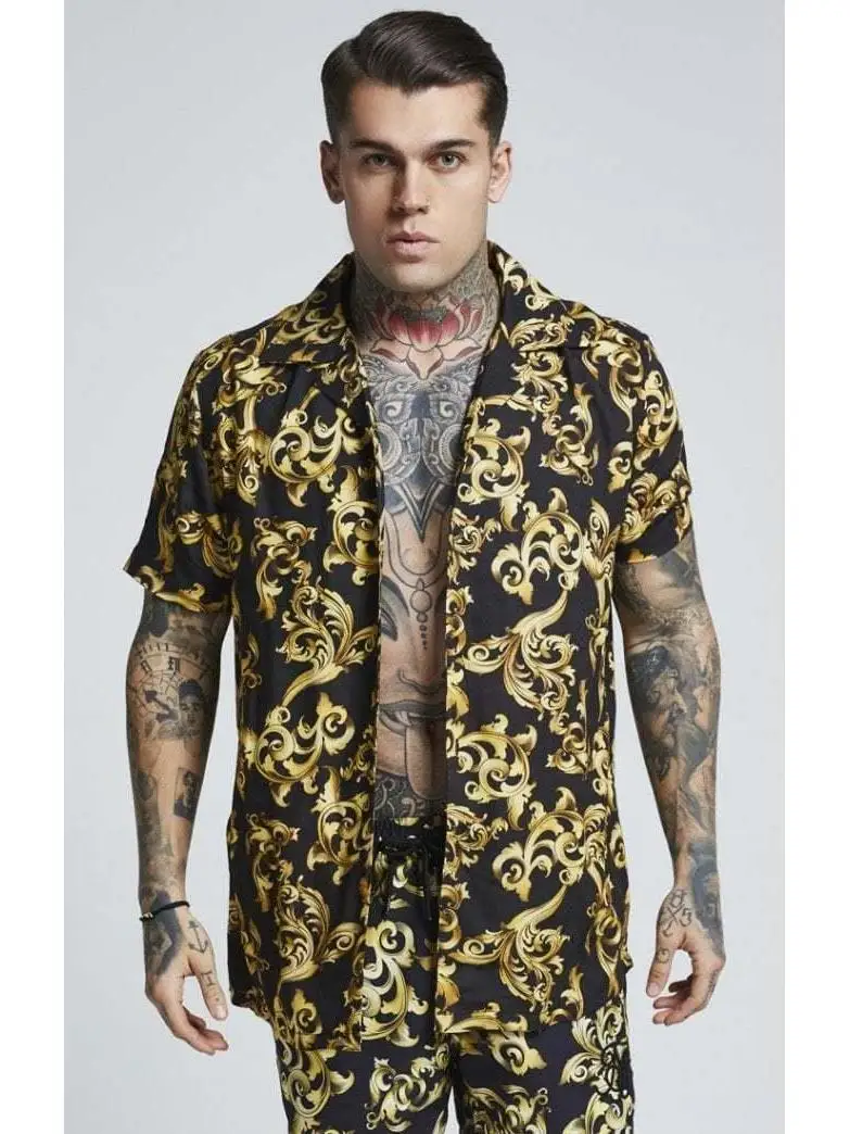 SikSilk курорт Vanetian Золотая Мужская рубашка Топ рубашки|Повседневные рубашки| |