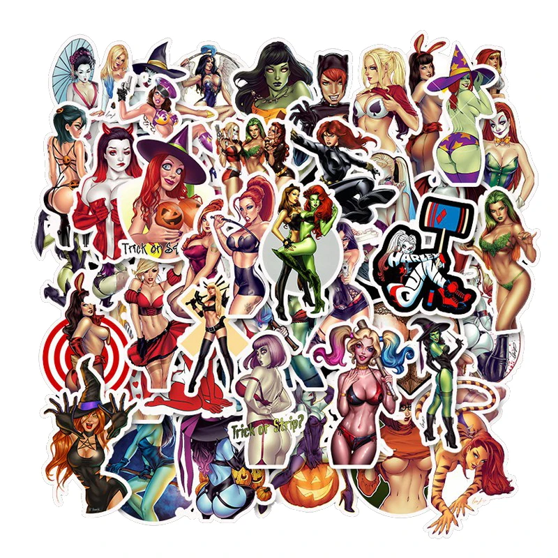 

50PCS Devil Girl Sexy Sticker Clown Waterproof Skateboard Laptop Scrapbook Motorcycle Fun Sticker Bomb For Children