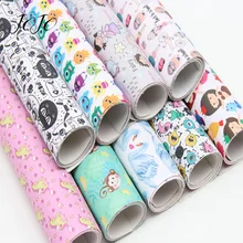 ジョジョ弓 22*30 センチメートル 1pc フェイク合成皮革生地ユニコーンガールプリントシート針仕事ホームテキスタイル DIY 髪の弓工芸(China)