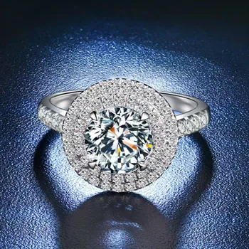 

ring simulation drill sterling silver ring luxury microscope four jaw custom 18 k white gold diamond ring pigeon eggs