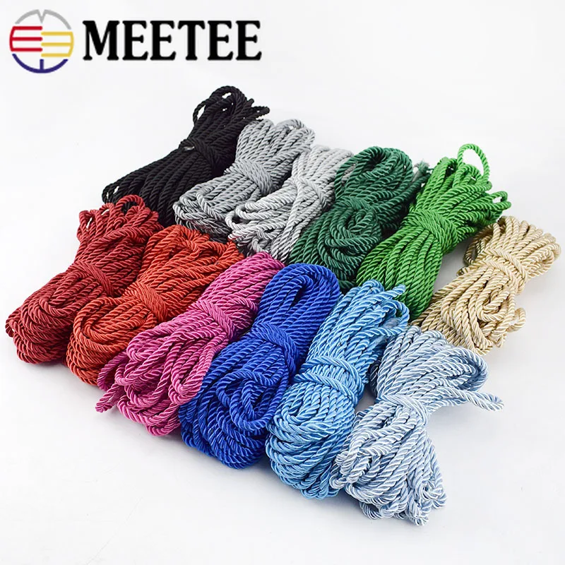 Meetee 10 м 5 мм 3 акции витые хлопчатобумажные нейлоновые Шнуры Красочные DIY ремесло