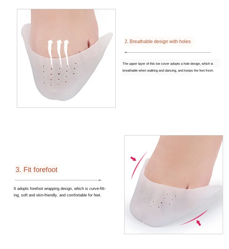 Silicone Gel Toe Pad For Ballet Dance Insoles Insert Toe Dance Protector Forefoot Pad Support Ballet Shoes Covers Foot Care Pads