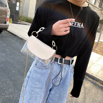 

Summer PVC Transparent Clear Clutch Handbag Tote Jelly Bag Shoulder Top-handle Tote Satchel Ladies Retro Messenger bag