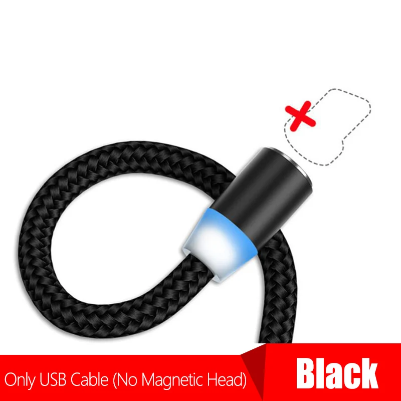 Магнитный usb-кабель Ustarmate для быстрой зарядки и передачи данных для iPhone Micro type-C, кабели USB для быстрой зарядки, кабель USB для мобильного телефона - Цвет: Only Black Cable