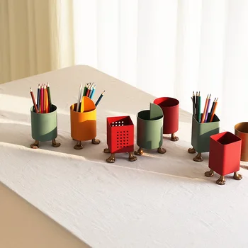 

Nordic Wrought Iron Stationery Storage Pen Holder Living Room Office Art Decoration Makeup Tools Kitchenknife and Forkstoragebox