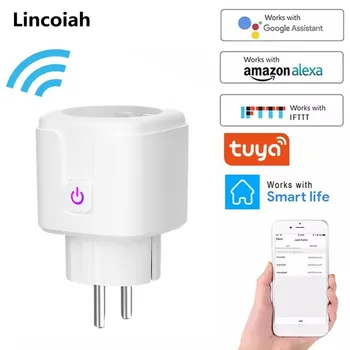 

16A EU Smart Wifi Power Plug with Power Monitor Smart Home Wifi Wireless Socket Outlet Works with Alexa Google Home Tuya App