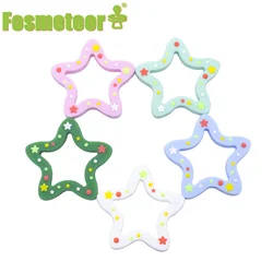 Fosmeteor New Baby Five-pointed Star Teether Food Grade Silicone Beads Rattle Molar Soother Nursing Teething Chewing Toy Gifts