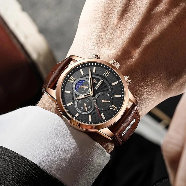 2022 LIGE Men's Watches Top Brand Luxury Men Wrist Watch Leather Quartz Watch Sports Waterproof Male Clock Relogio Masculino+Box 5