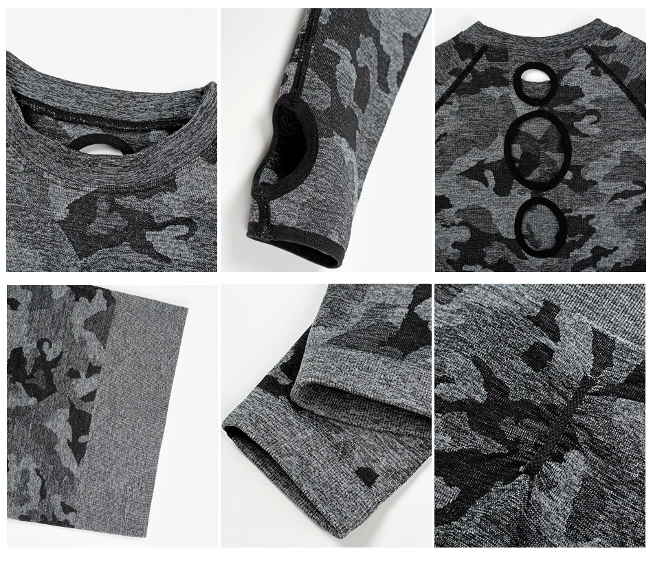 Yoga Set Women's Seamless Camouflage Suit High Stretch Slim Fitness Yoga 2 Piece Leggings+ Short Shirt Training Running