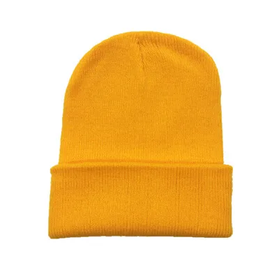 Yellow Зимние шапки для женщин, Новые Вязаные шапки, одноцветные милые шапки для девочек, осенние женские шапки, теплые шапки, женские повседневные Шапки - Цвет: Yellow