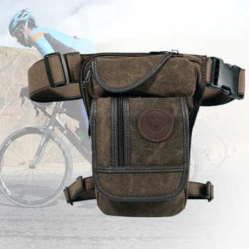 

Outdoors Retro Motorcycle Portable Adjustable Travel Multi Pocket Canvas Cycling Thigh Pack Drop Leg Bag Waist Multifunction