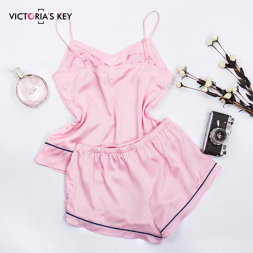 VICTORIA'S ключ розовый V Ночная Пижама с горловиной без рукавов из искусственного