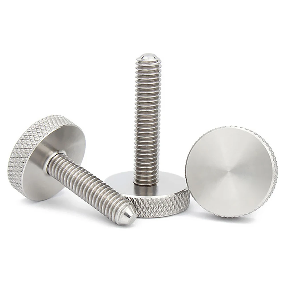 2Pcs~5Pcs M3 M4 M5 M6 M8 M10 SUS304 Stainless Steel Hatching Knurled Thumb Screw GB835 DIN653 Flat Head Hand Tighten Thumb Screw