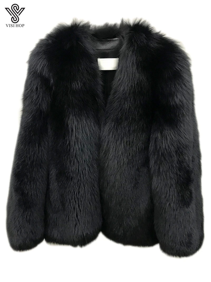 3000 Pieces Hot Sale Finland Real Fox Fur Coat Whole Black Import Fur Jacket Mid Length Warm Clothing Winter VS4010 Down Coats