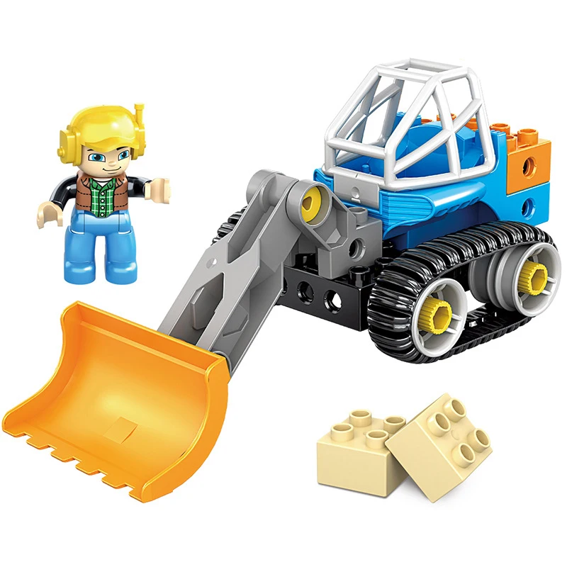 Original KAZI urban engineering assembling large particle building block excavator combination early childhood education toys