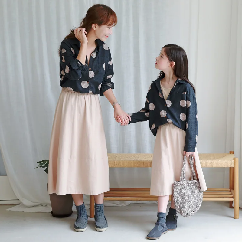 

4 To 16 Years New 2019 Baby Suit Autumn Girls Clothes Set Children Set Kids Dot Shirt and Skirt Cotton Two-piece Set,#5362