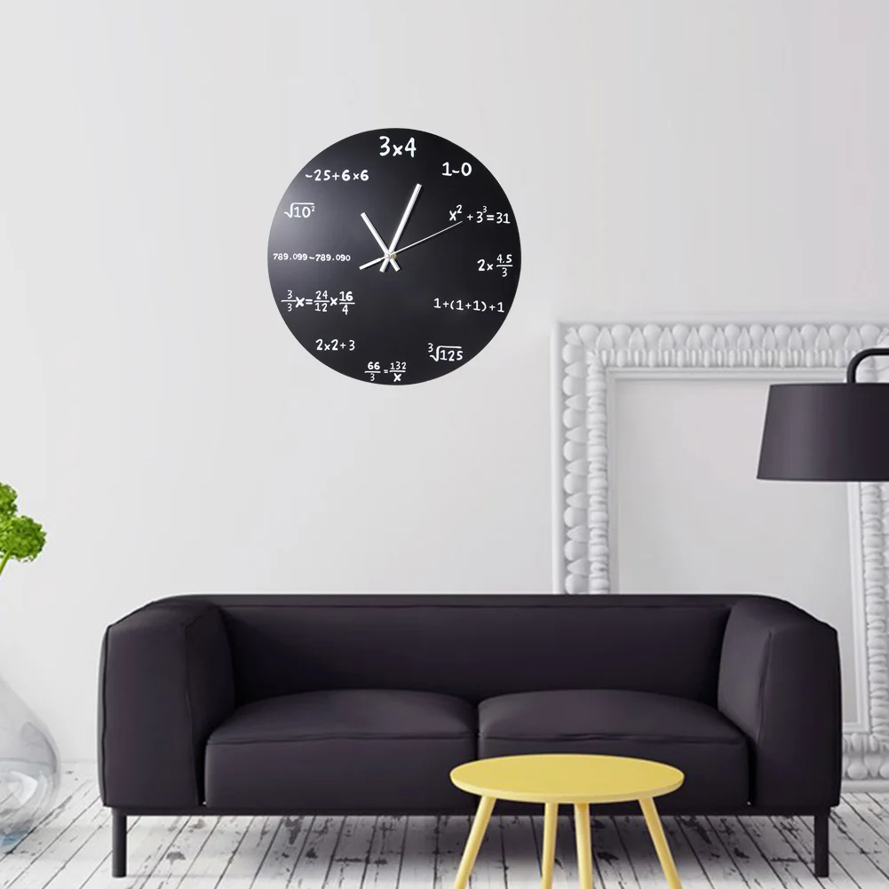 Blackboard Home Round Modern Art Quartz Living Room Hanging Mathematics 3D Wall Clock Decorative