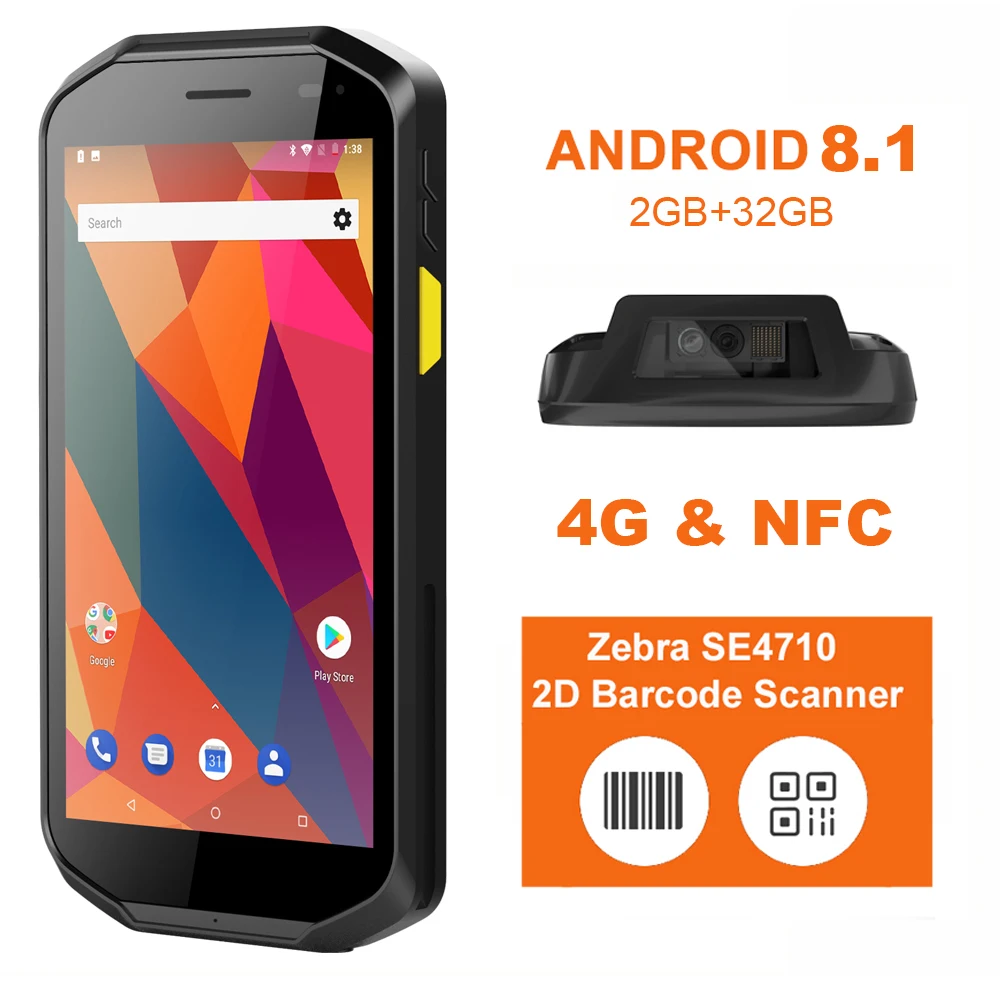 Дешевый T51 5 дюймов Android 8 1 2 ГБ + 32 Φ с 2D сканером штрих-кодов |
