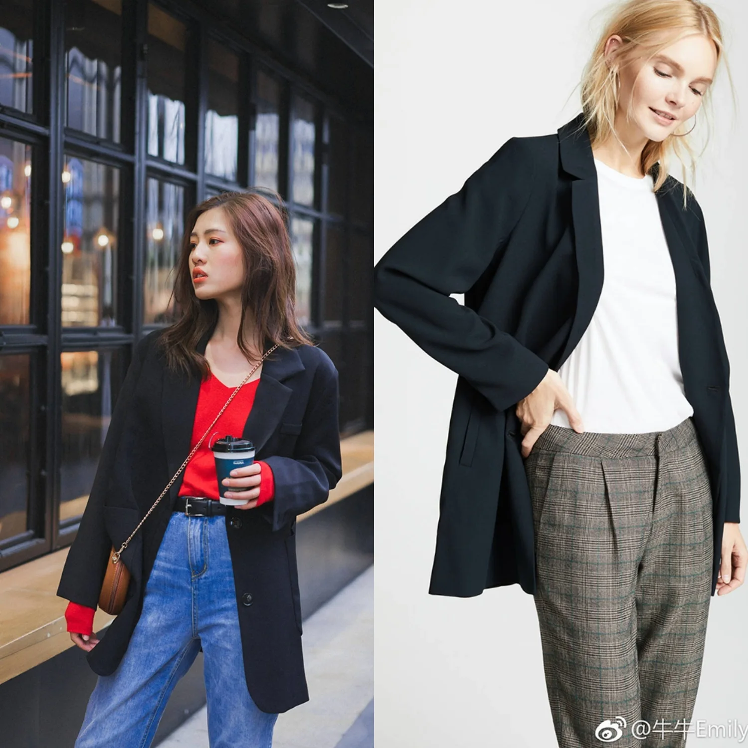 

Blogger Black Double Row Buckle Loose Small Suit Coat Yuan Factory Single Commute Leisure Suit