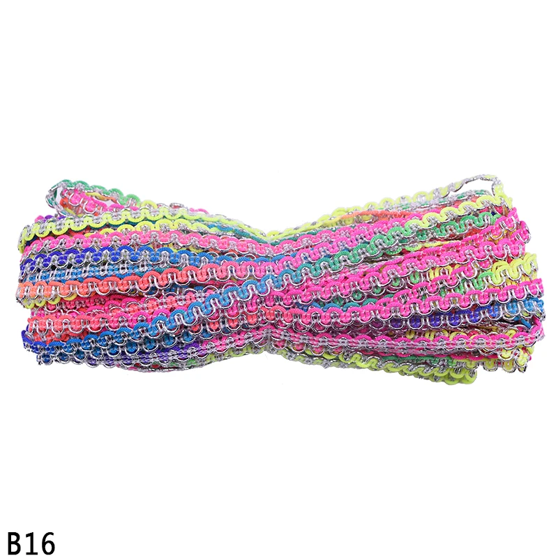 B16 multicolor 12 В/24 м 5 мм Плетеный кружевной отделкой лента DIY прошитая вручную аксессуары шнуровкой, плетеным кружевом Свадебная вечеринка украшения - Цвет: B16 multicolor