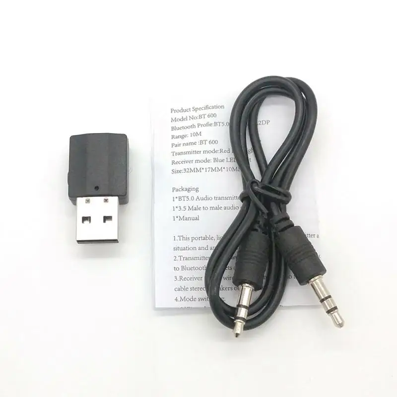 1 шт., беспроводной USB адаптер для ПК, ноутбука, компьютера, Bluetooth, USB 5,0, Bluetooth адаптер, передатчик, аудио приемник, Bluetooth ключ