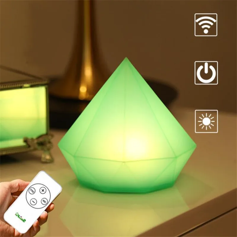 Diamond Silicone LED Night Light 7 Color USB Lampara Touch Remote Lamps Decoration Bedroom Atmosphere Lights Girl Kid Gift Lamps