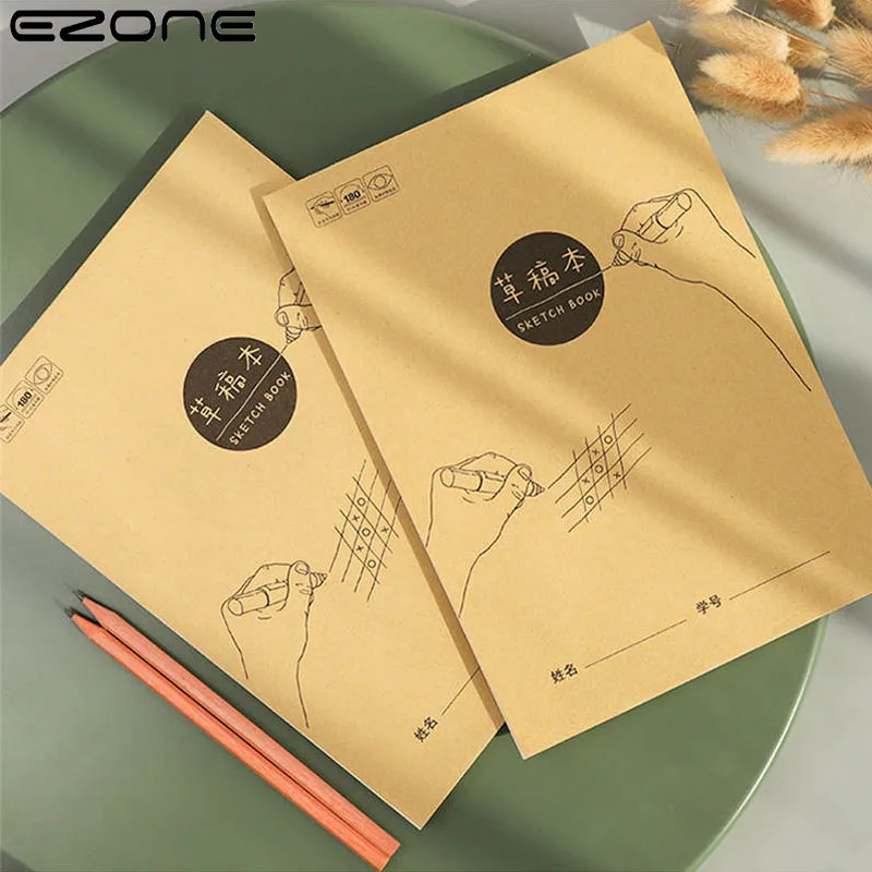 

EZONE Blank Page Notebook Sketch Book For Student White Inner Page Notebook Draft Paper Thicken Notebook School OfficeStationery