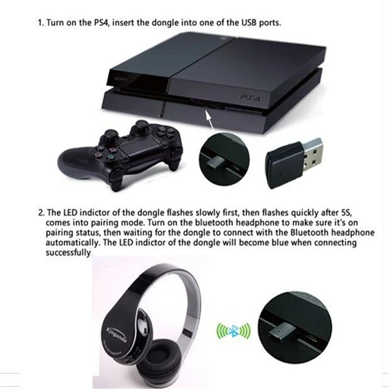 For PS4 bluetooth Adapter Suit for PS4 Controller Adaptador Support Bluetooth Headphone For PS4 Gamer Wireless Headset Gift