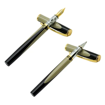 

Luxury Metal Stripe Signature Fountain Pen Business Writing Signing Calligraphy Office School Supplies