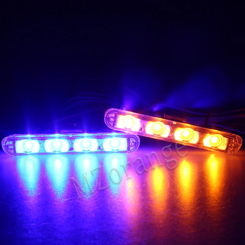 MZORANGE 12V 2X4LED Беспроводной дистанционного мигалка для полиции и скорой помощи Управления проблесковый маячок-стробоскоп для автомобиля Предупреждение о чрезвычайном происшествии Зажигалка для сигарет
