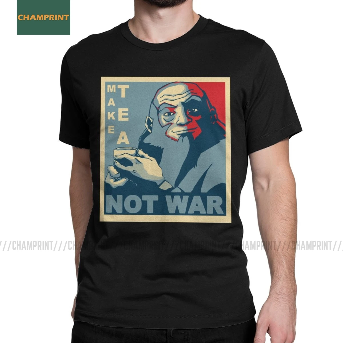 

Men's T-Shirts Iroh Make Tea Not War Avatar The Last Airbender Novelty Cotton Tee Shirt Short Sleeve Aang T Shirts 4XL 5XL