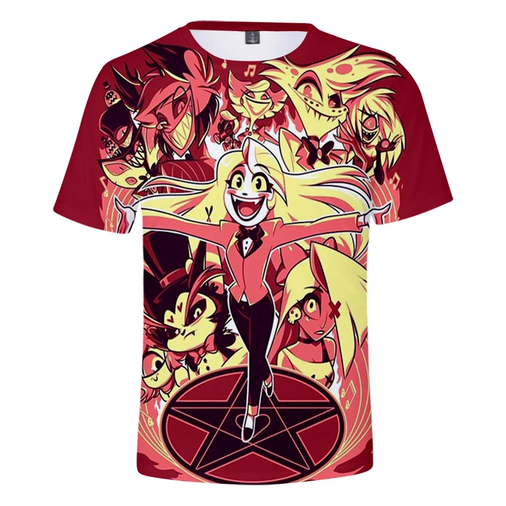 

Summer Harajuku Anime Hotel Hazbin T-shirt 3D T Shirt Men Women Short Sleeve O-neck Funny Pattern Hazbin Tops