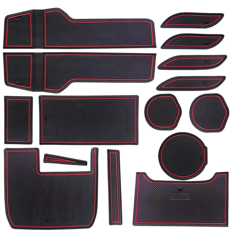 Custom Fit Cup Door and Center Console Liner Accessories for Honda Civic 2019 2018 2017 2016 15-Pc Set (Front Seat Red Trim) | Автомобили