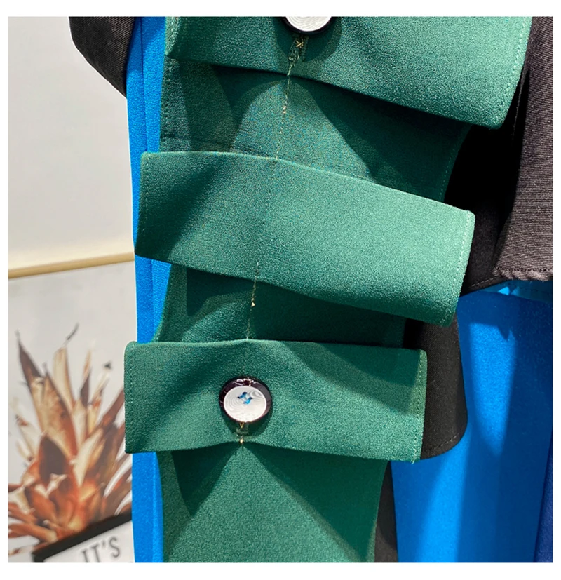 [EAM] High Waist Blue Asymmetrical Pleated Ruffles Temperament Half-body Skirt Women Fashion Tide New Spring Autumn 2020 1X801