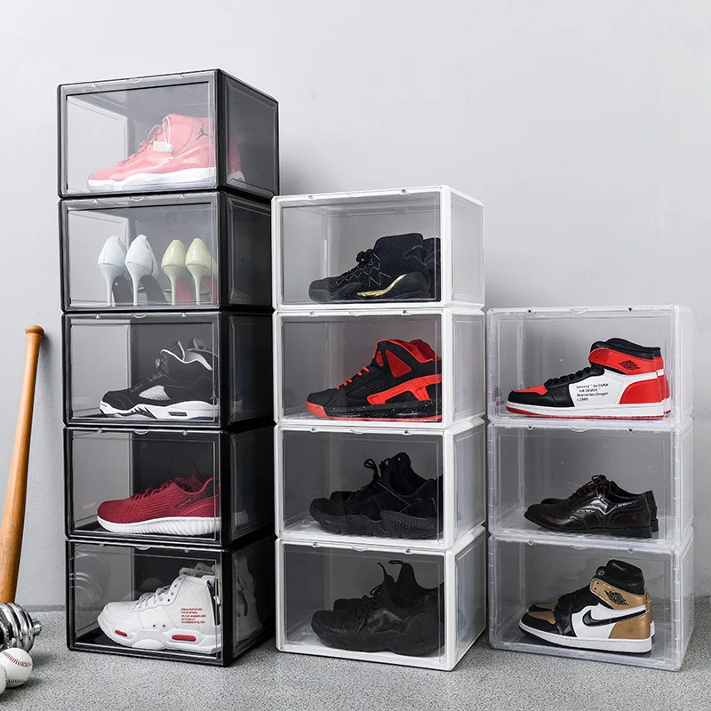 

Foldable Side Open Shoe Boxes Creative Basketball Shoes Display Cabinet Bedroom Wardrobe Finishing Dustproof Magnetic Organizer