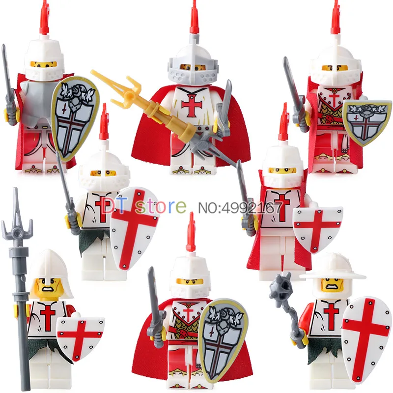 

Single Sale Building Blocks 9818 Medieval Knights King Knight Crusader Rome Commander with red Cap Toys for Children Gifts