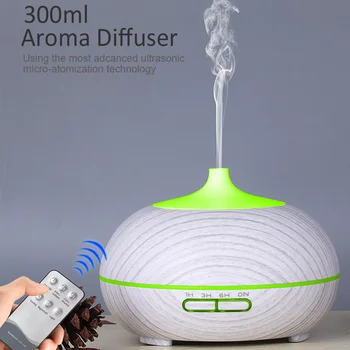 

300ML Remote Control Aroma Diffuser Aromatherapy Wood Grain Essential Oil Diffuser Ultrasonic Cool Mist Humidifier For Home