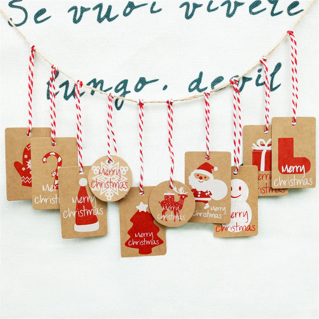 100pcs 10 Styles Christmas Kraft Present Gift Tags Hang Labels With 100 Fee C1w7 for sale online