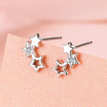 

Silver Stud Earrings Women's Simple Elegant Star Fine Silver Earrings Fashion Cool Earrings Ear Stud Ornament