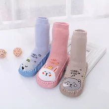 Детские носки-тапочки; повседневные Модные Детские Носки с рисунком из мультфильма; нескользящие хлопковые носки для детей